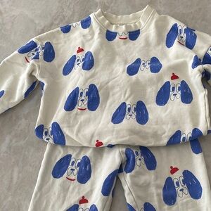 H&M Blue and White Dog Print Kids Pajama Set
